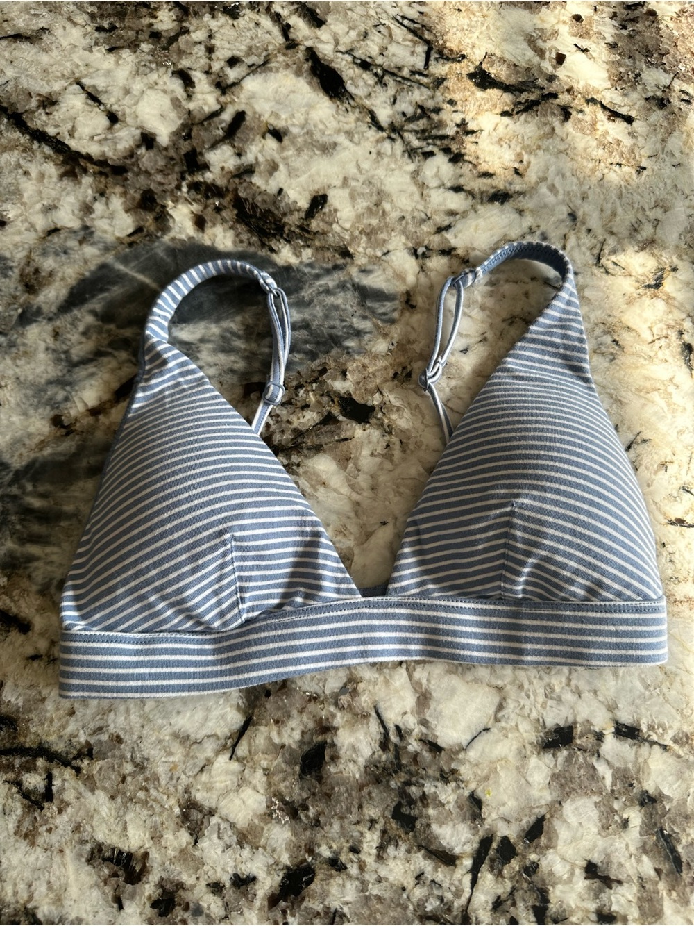 Aéropostale Seriously Soft Cotton Plunge Bralette Blue Striped Medium
